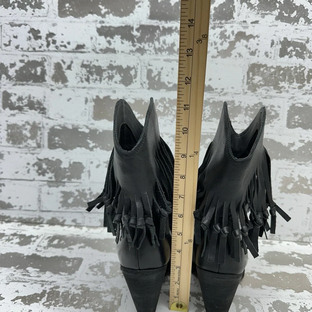 Zodiac Donna Western Boots Womens 7.5M‎ Black Leather Fringe Durable Traction